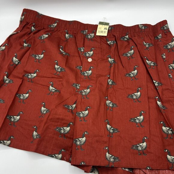 Vintage Eddie Bauer Boxer Shorts Ducks Geese Red Mens XL NWT - Picture 1 of 5